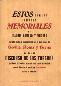 ESTOS SON LOS FAMOSOS MEMORIALES DE JOAQUIN ROMERO Y MURUBE | portada del libro