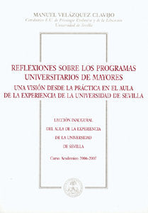 Reflexiones sobre los programas universitarios de mayores., de VELASQUEZ | portada del libro