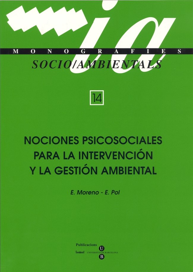 Nociones psicosociales para la intervención y la gestión ambiental, de Moreno | portada del libro