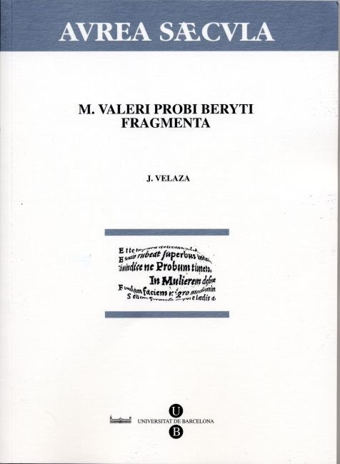 M. Valeri Probi Beryti Fragmenta, de Velaza Frías | portada del libro