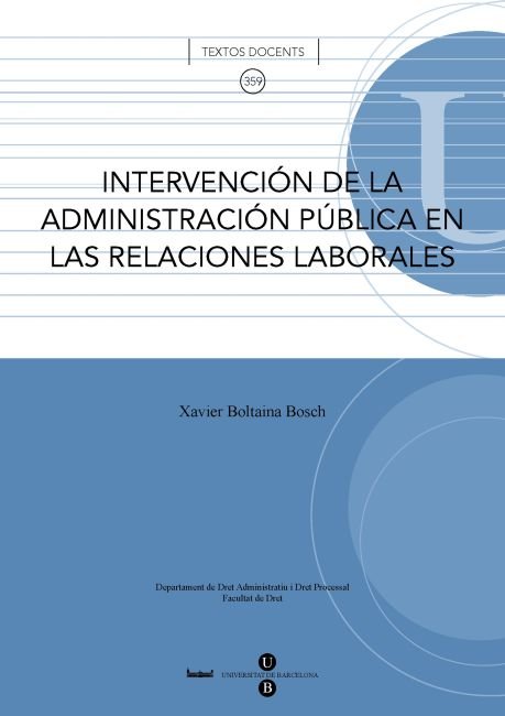 Intervención de la administración pública en las relaciones laborales, de Boltaina Bosch | portada del libro