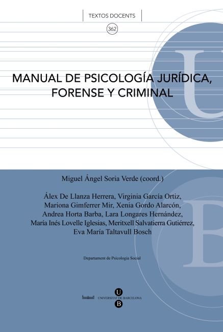 Manual de psicología jurídica, forense y criminal, de Soria Verde | portada del libro