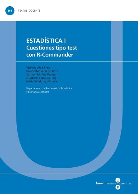Estadística I. Cuestiones tipo test con R-Commander, de Maqueda de Anta | portada del libro