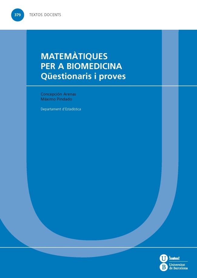 Matemàtiques per a biomedicina, de Arenas Sola, Concepción | portada del libro