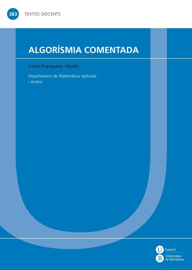 Algorísmia comentada, de Franquesa, Carles | portada del libro