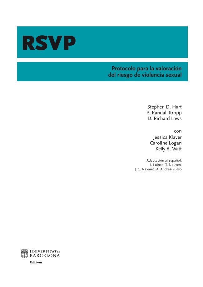 RSVP. Protocolo para la valoración del riesgo de violencia sexual, de Varios autores | portada del libro