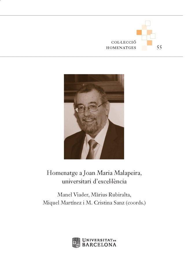 Homenatge a Joan Maria Malapeira, universitari dÆexcel·lència, de Varios autores | portada del libro