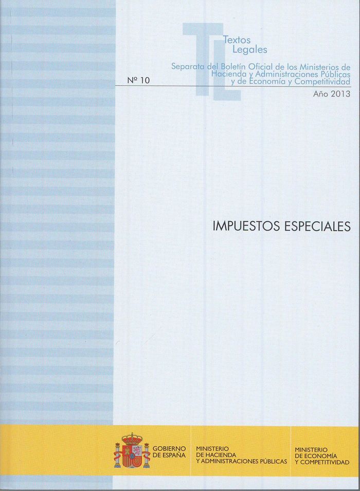 IMPUESTOS ESPECIALES, de CENTRO DE PUBLICACIONES | portada del libro