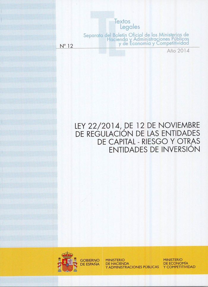 Ley 22/2014, de 12 de noviembre de regulación de las entidades de capital-riesgo y otras entidades d | portada del libro