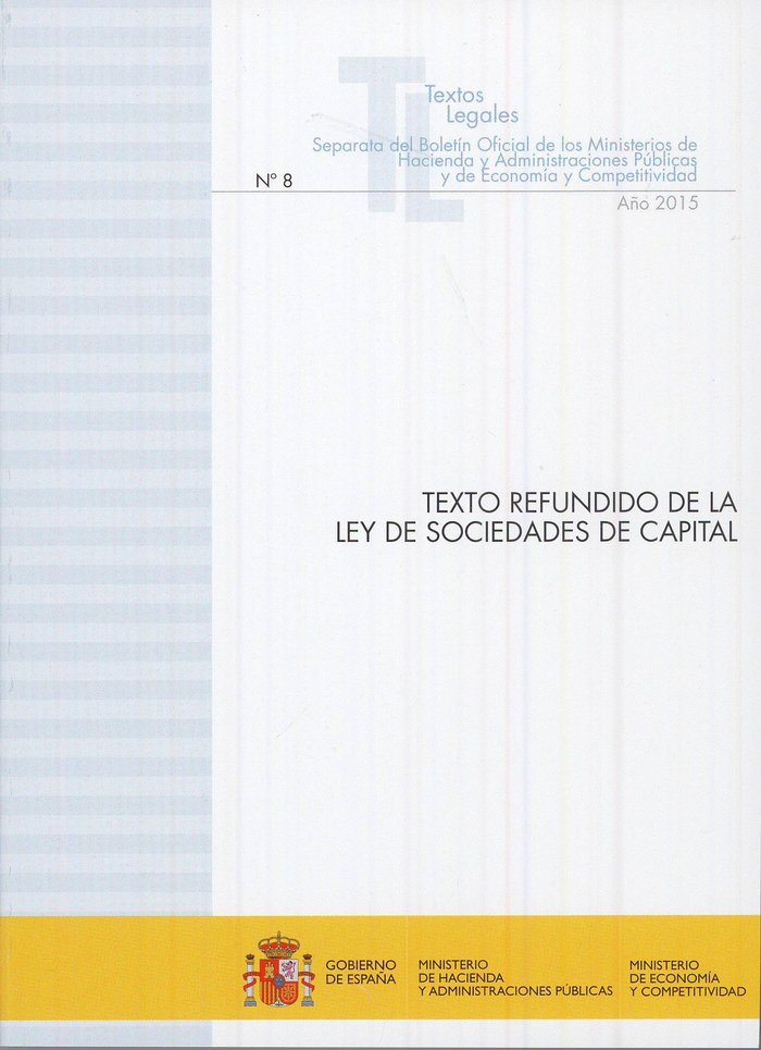 Texto refundido de la Ley de Sociedades de Capital, de CENTRO DE PUBLICACIONES | portada del libro