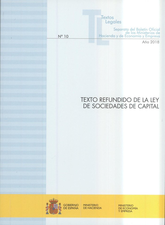 Texto Refundido de la Ley de Sociedades de Capital, de CENTRO DE PUBLICACIONES | portada del libro