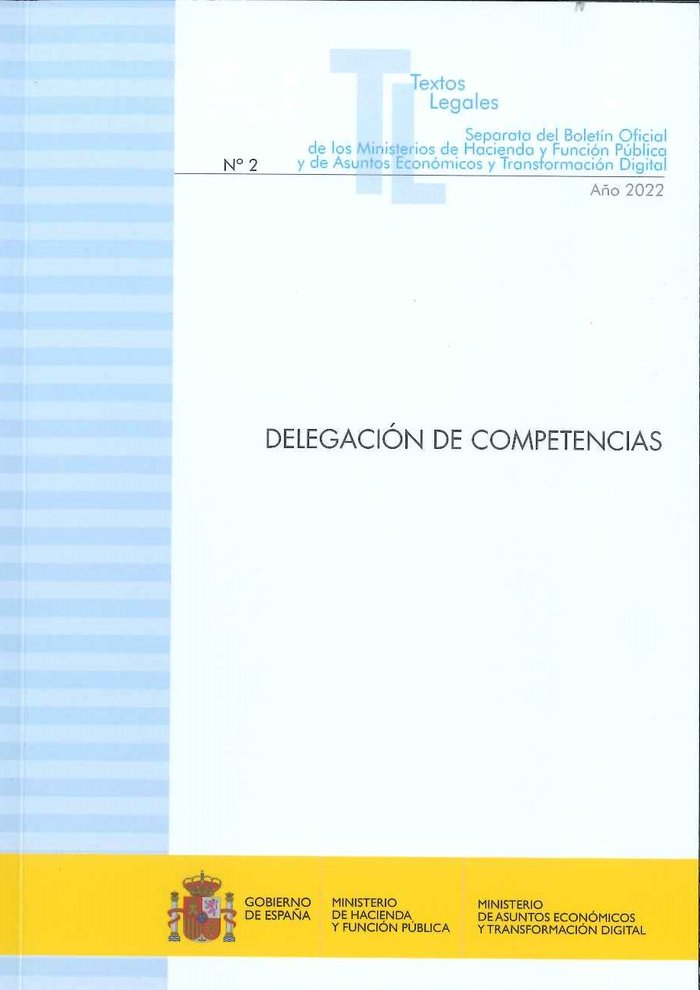DELEGACION DE COMPETENCIAS 2022, de Varios autores | portada del libro