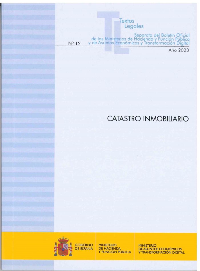 CATASTRO INMOBILIARIO 2023, de DEPARTAMENTO DE REDACCION MINISTERIO DE HACIENDA | portada del libro