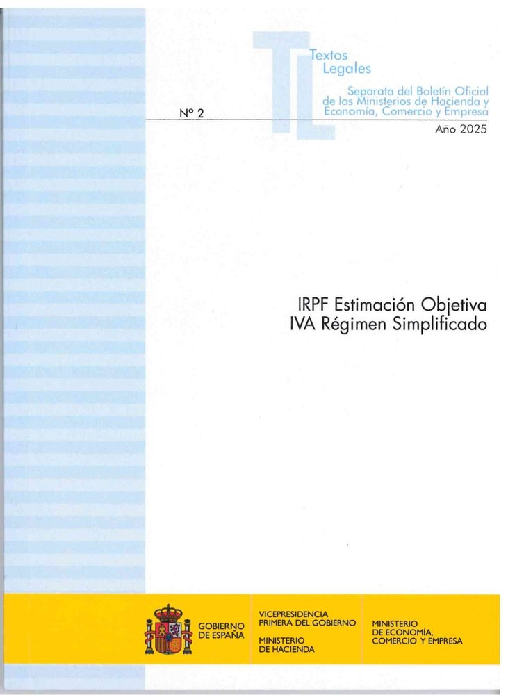 IRPF ESTIMACION OBJETIVA IVA REGIMEN SIMPLIFICADO 2025, de DEPARTAMENTO DE REDACCION MINISTERIO DE HACIENDA | portada del lib