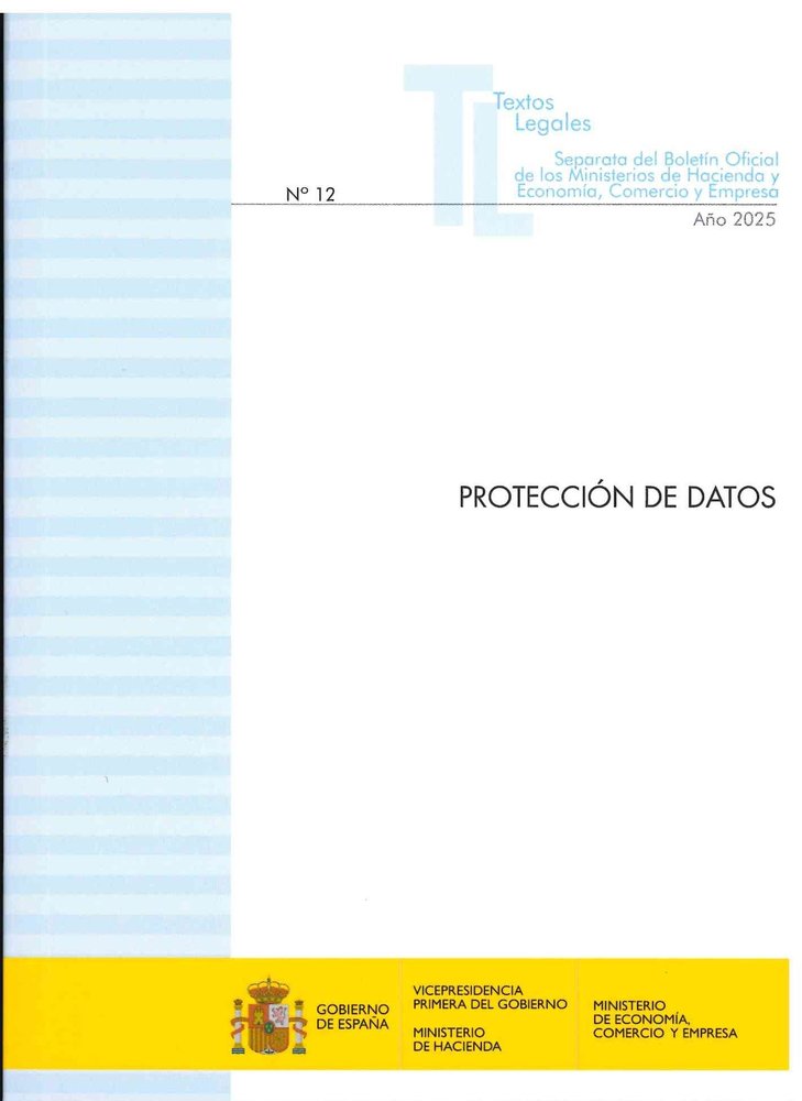 PROTECCION DE DATOS 2025., de TEXTOS LEGALES MINISTERIO DE HACIENDA | portada del libro