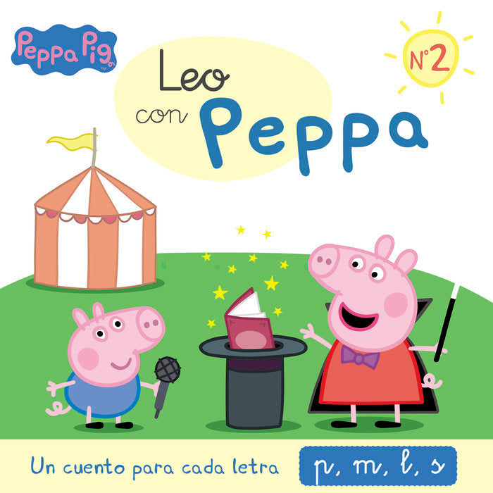 Leo con Peppa. Un cuento para cada letra: p, m, l, s (Peppa Pig. Lectoescritura), de Hasbro | portada del libro