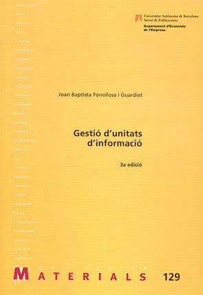 Gestiù d'unitats d'informaciù, de Fonollosa i Guardiet, Joan Baptista | portada del libro