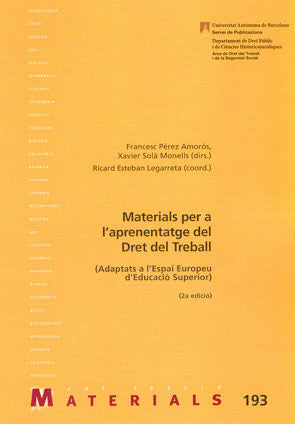 Materials per a l'aprenentatge del Dret del Treball, de PÅ½rez AmorâÇös, Francesc | portada del libro