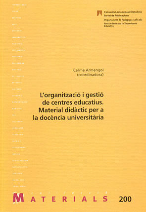 L'organitzaciù i gestiù de centres educatius, de Armengol | portada del libro