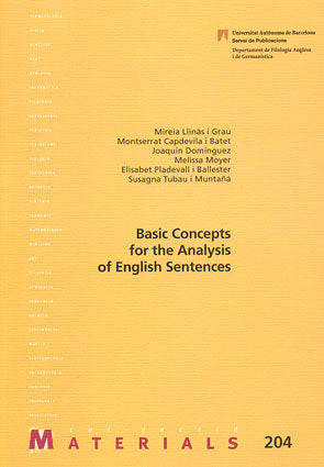 Basic Concepts for the Analysis of English Sentences, de Llinês i Grau | portada del libro