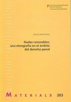 Dudas razonables: una etnografÆa en el çmbito del derecho penal, de Cubells Serra | portada del libro