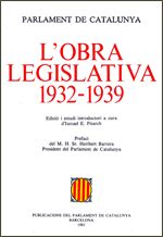 Parlament de Catalunya. L'obra legislativa 1932-1939, de PITARCH , ISMAEL E. | portada del libro