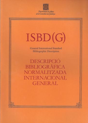 ISBD (G): Descripció bibliogràfica normalitzada internacional general, de AA.VV. | portada del libro