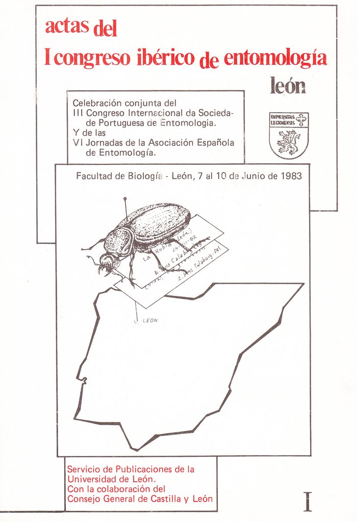 ACTAS DEL I CONGRESO IBERICO DE ENTOMOLOGIA. FACULTAD DE BIO | portada del libro