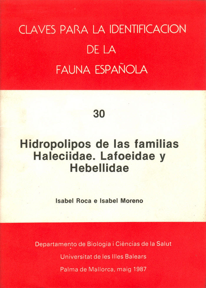 Hidropolipos de las familias. Haleciidae, Lafoeidae y Hebellidae, de ROCA MARTINEZ | portada del libro