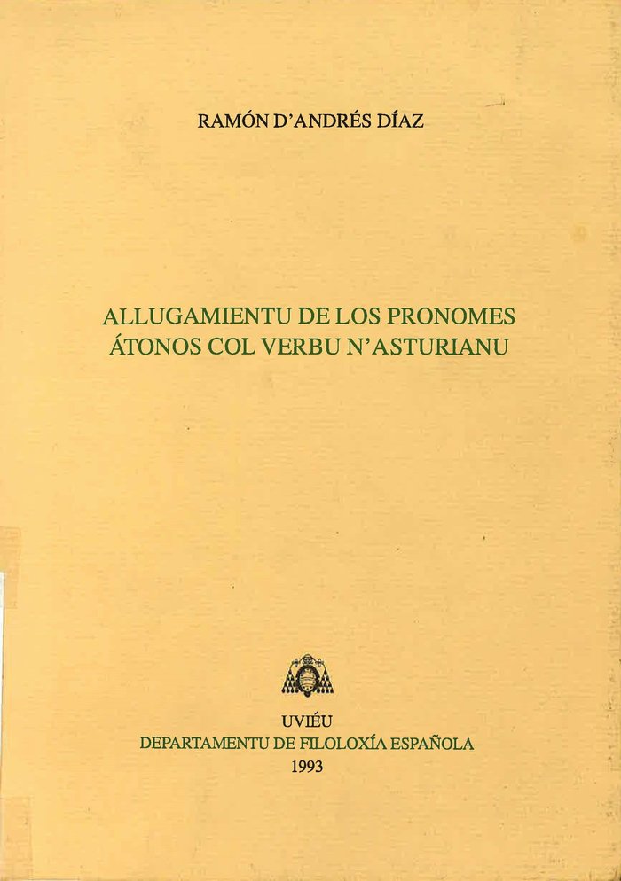 Allugamientu de los pronomes átonos col verbu n'asturianu, de D'Andrés Díaz | portada del libro