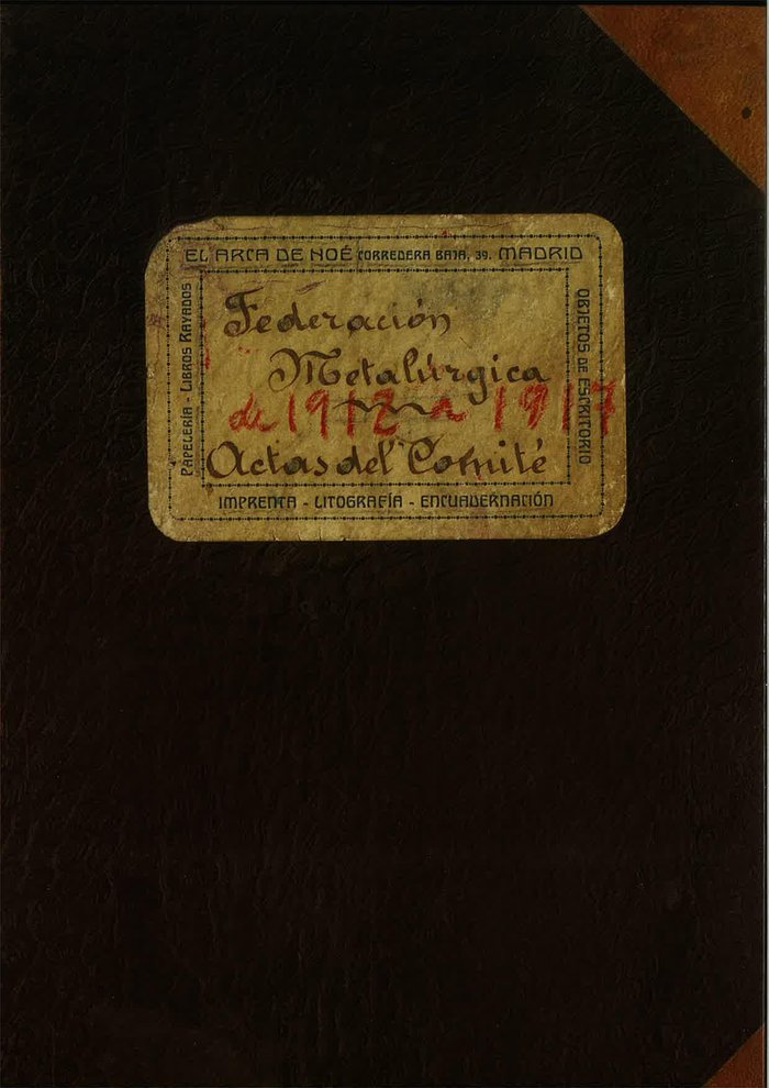FEDERACION METALURGICA 1912-1917 ACTAS DEL COMITE, de URIA FERNANDEZ | portada del libro