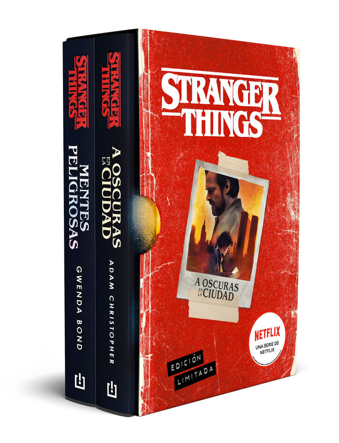 ESTUCHE STRANGER THINGS. CONTIENE A OSCURAS EN LA CIUDAD Y MENTES PELIGROSAS, de CHRISTOPHER | portada del libro