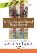 GRUPO A ADMIN.GENERAL G.VALENCIANA MATER.COMUNES TEST, de Varios autores | portada del libro