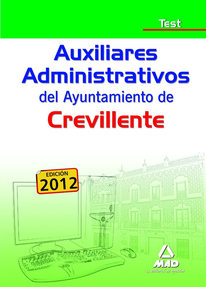 Auxiliares Administrativos, Ayuntamiento de Crevillente. Test, de ROJO | portada del libro