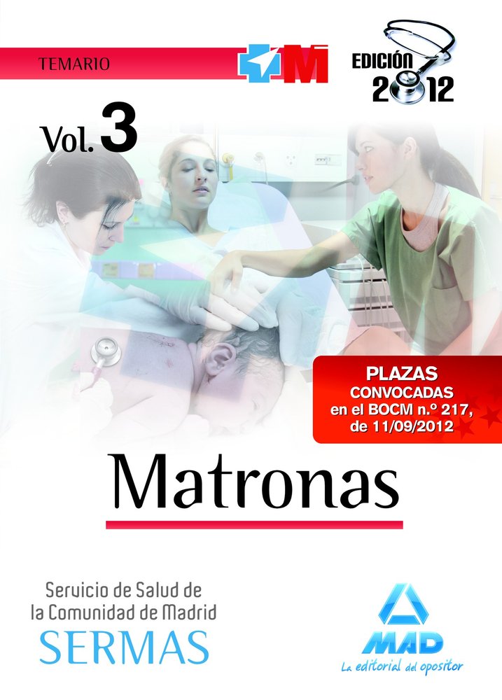 Matronas, Servicio de Salud de la Comunidad de Madrid. Temario | portada del libro