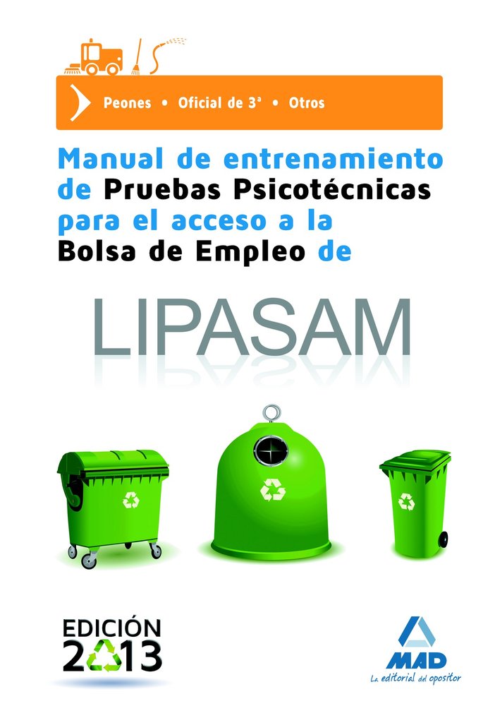Manual de entrenamiento de Pruebas Psicotécnicas para el acceso a la Bolsa de Empleo de LIPASAM, de 7 EDITORES | portada del 