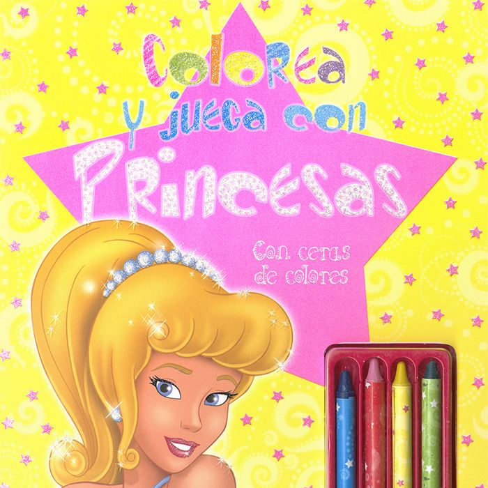 Colorea y juega con princesas (con ceras de colores), de Susaeta | portada del libro