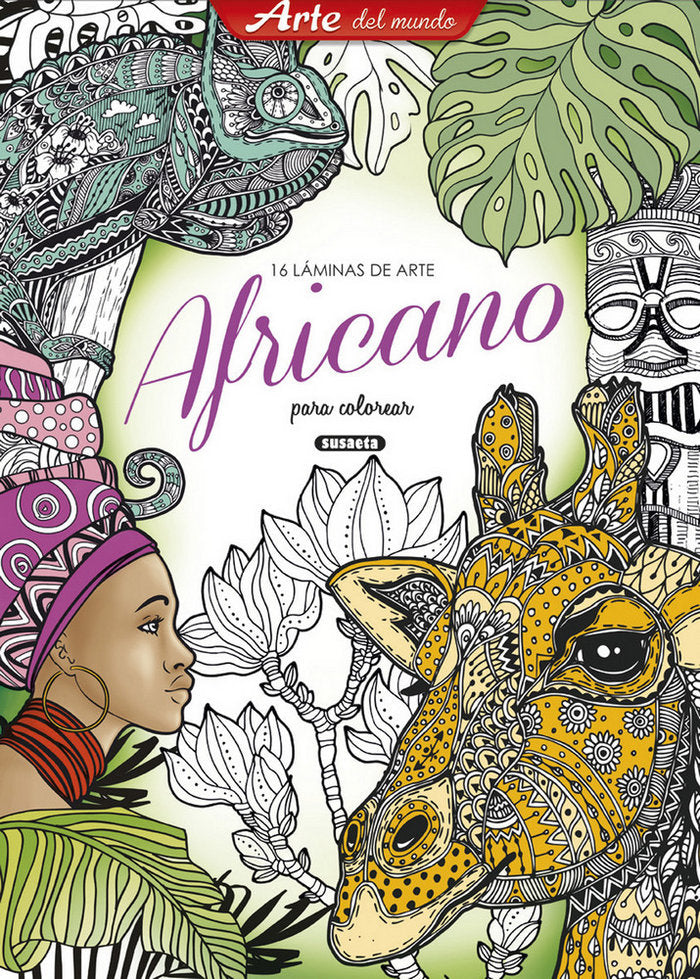 Láminas de arte africano para colorear, de Susaeta, Equipo | portada del libro