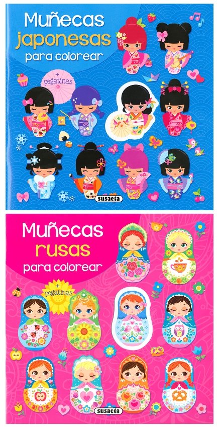 Muñecas para colorear (2 títulos), de Susaeta | portada del libro