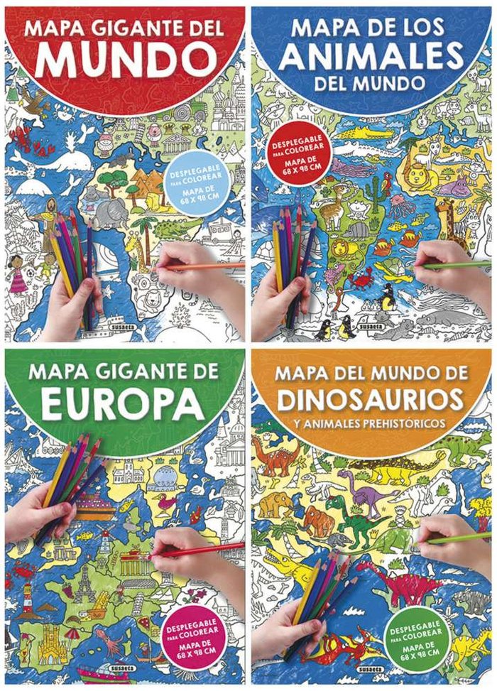 Mapa gigante para colorear (4 títulos), de Susaeta, Equipo | portada del libro