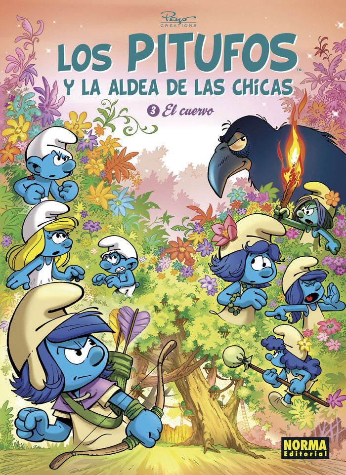 LOS PITUFOS Y LA ALDEA DE LAS CHICAS 3. EL CUERVO, de PEYO | portada del libro