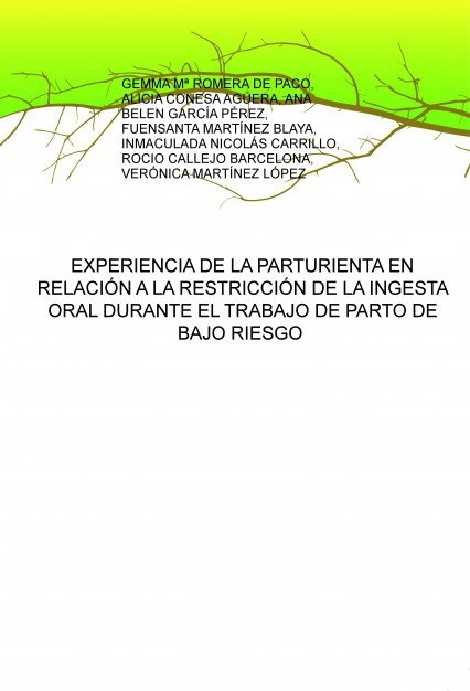 EXPERIENCIA DE LA PARTURIENTA EN RELACIÓN A LA RESTRICCIÓN DE LA INGESTA ORAL DURANTE EL TRABAJO DE, de ROMERA DE PACO, GEMMA