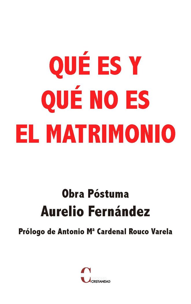 QUE ES Y QUE NO ES EL MATRIMONIO, de FERNANDEZ, AURELIO | portada del libro