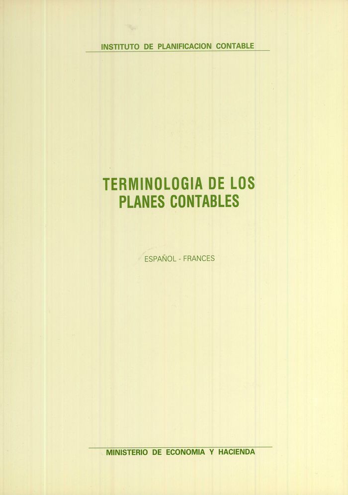 Terminología de los planes contables español-francés | portada del libro
