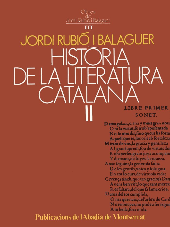 Història de la literatura catalana II, de Rubió i Balaguer, Jordi | portada del libro