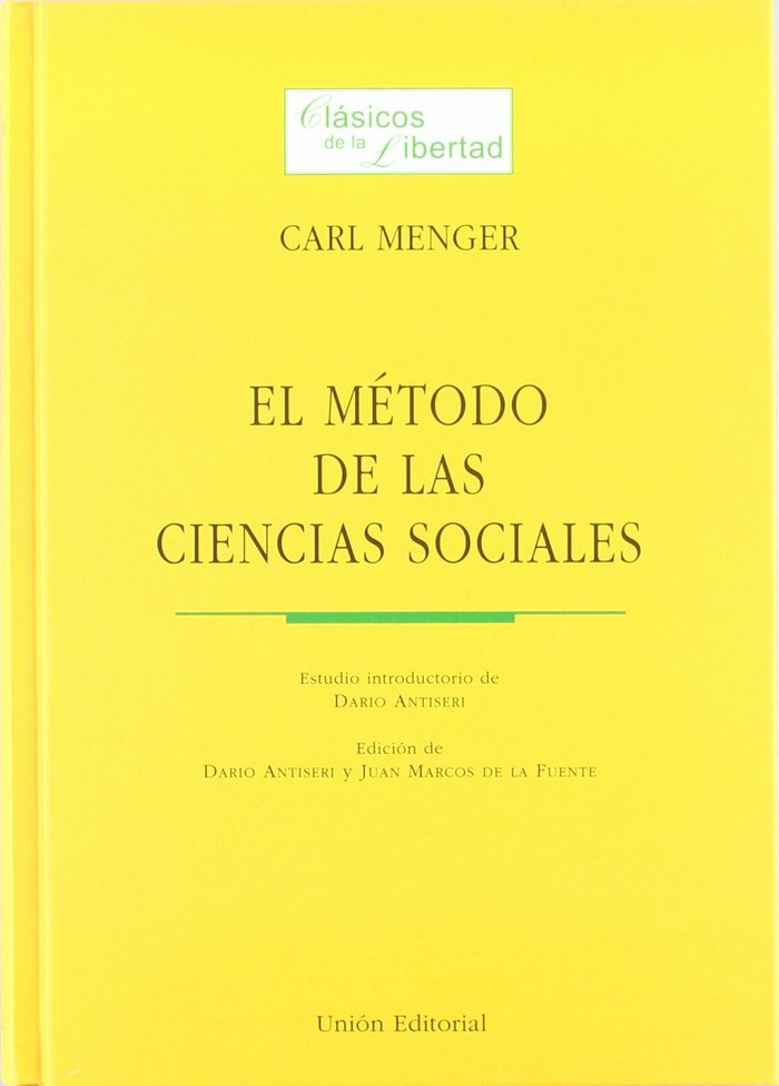 EL MÉTODO DE LAS CIENCIAS SOCIALES, de Menger, Carl | portada del libro