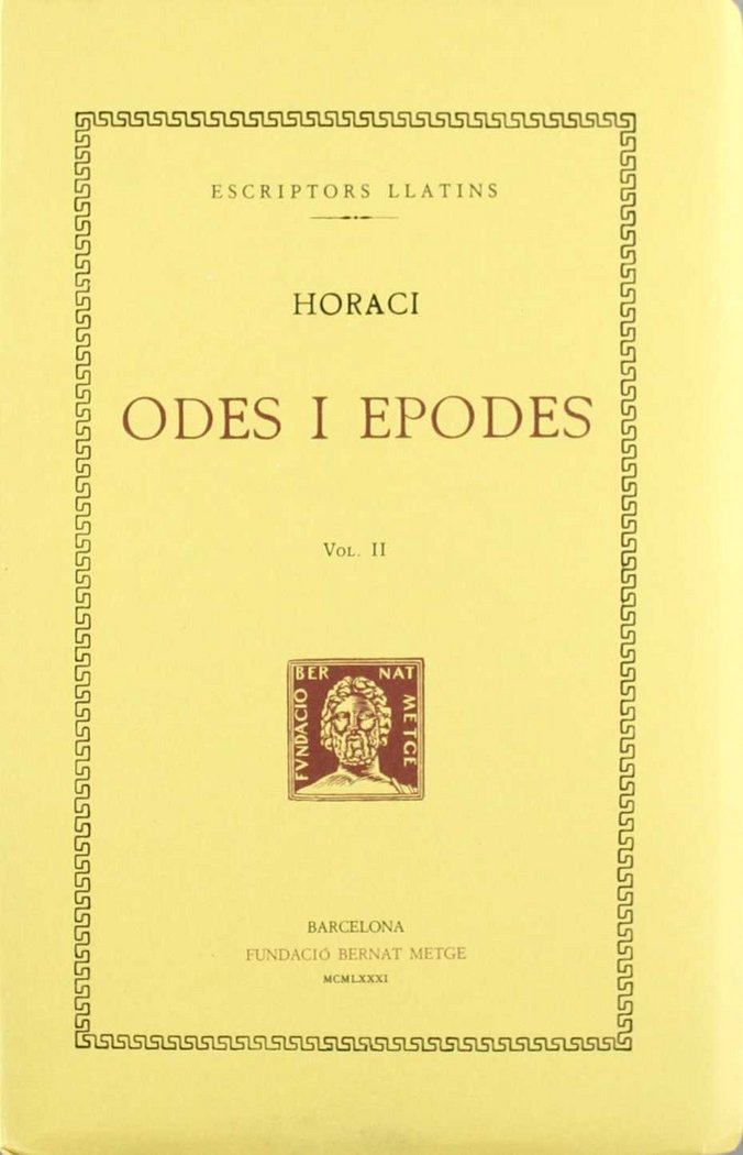 Odes i epodes, vol. II i últim, de Horaci | portada del libro