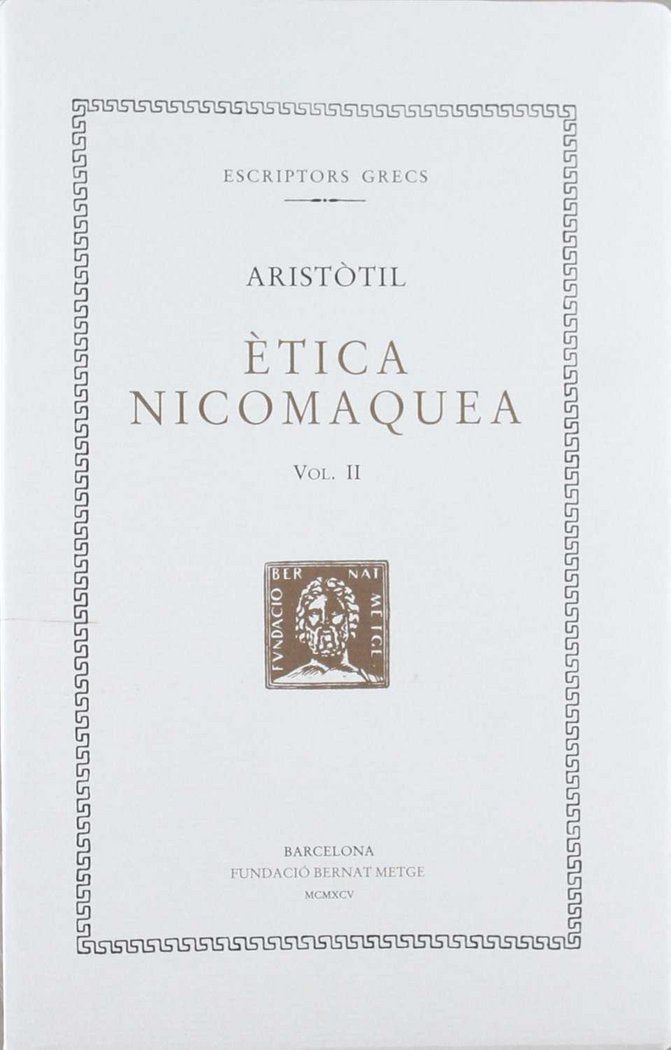 Ètica nicomaquea, vol. II i últim, de Aristòtil | portada del libro