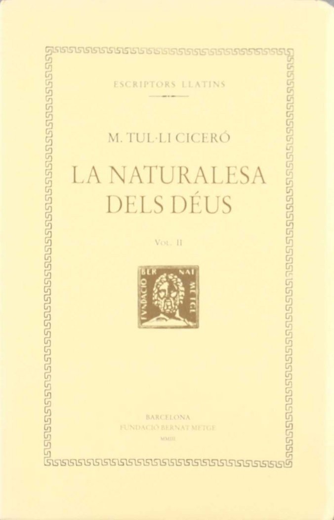 La naturalesa dels déus, vol. II i últim, de Ciceró | portada del libro