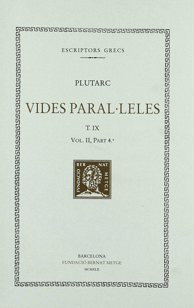 Vides paral·leles, vol. IX: Alexandre i Cèsar, de Plutarc | portada del libro